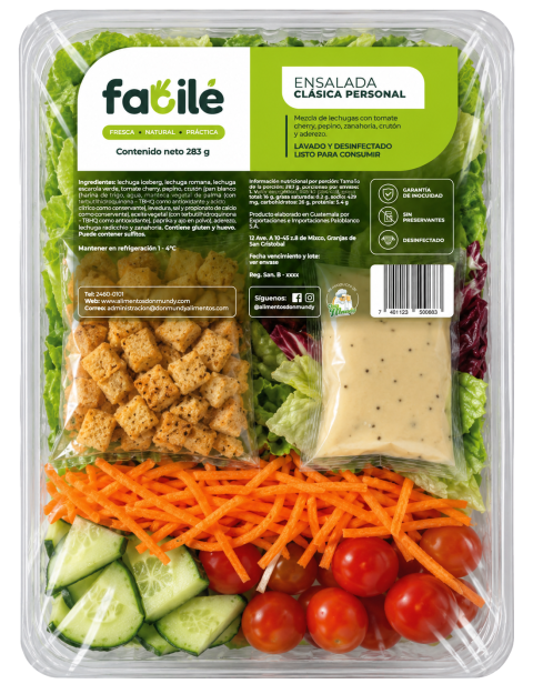 Ensalada clásica personal bandeja termosellada 283 gr.