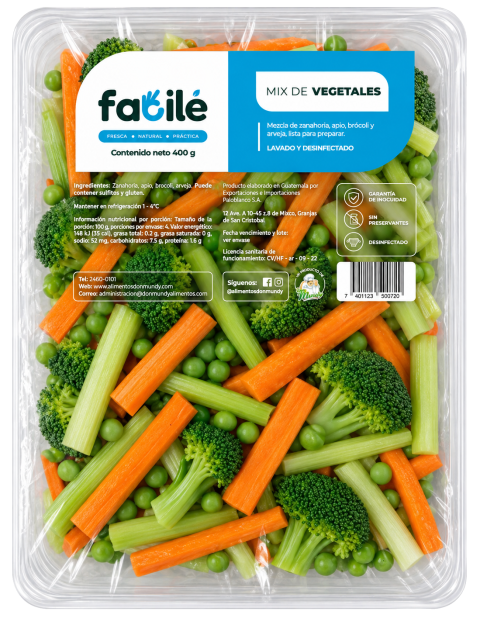 Mix de vegetales en bandeja termosellada