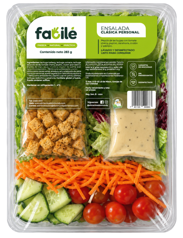 Ensalada clásica personal bandeja termosellada 283 gr.